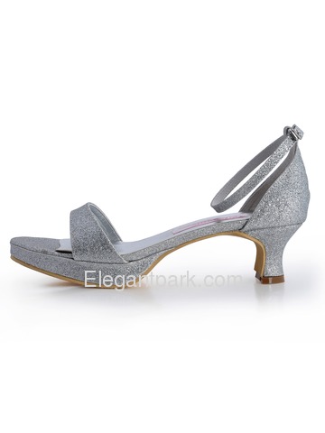 Elegantpark Silver Open Toe Chunky Heel Glitter PU Platform Evening Party Sandals (EP31011)