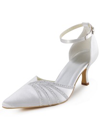 Elegantpark Silver Modern Satin Rhinestones Stiletto Heel Wedding Evening Shoes