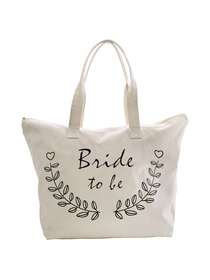 ElegantPark Bride to Be Wedding Canvas Tote Bag Travel Zip Interior Pocket 100% Cotton