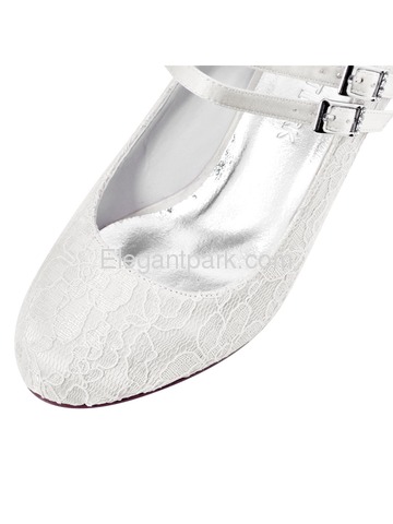 ElegantPark Ivory Round Toes Mary Jane High Heels Pumps Lace Wedding Bridal Shoes (HC1708)