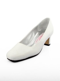 Closed Toe Spool Heel Satin Wedding Bridal Shoes (More Colors Available) (MF-003)