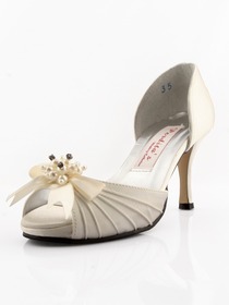 Elegantpark Ivory Peep Toe Stiletto Heel Beading Shoes