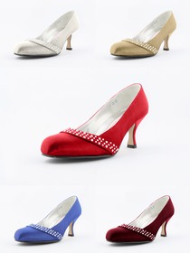 Modern Rhinestone Stiletto Heel Satin Prom Shoes (A0718)