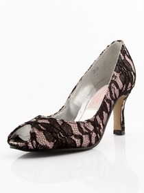 Elegantpark Modern Peep Toe Stiletto Heel Satin And Lace Shoes