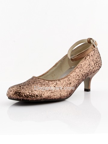 Pretty Glitter PU Ribbon Tie Buckle Low Heel Prom Shoes (A0403)