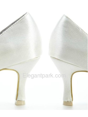 Elegantpark Pumps Satin Flower Peep Toe Bridal Shoes (25BF1)