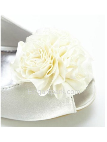 Elegantpark Pumps Satin Flower Peep Toe Bridal Shoes (25BF1)