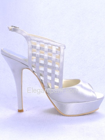 Elegantpark Peep Toe Platforms Stiletto Heel Slingbacks Satin Shoes (EP11063-PF)