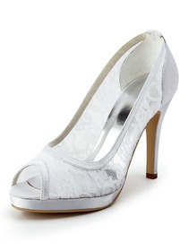 Elegantpark Peep Toe Pumps Inside Platform Stiletto Heel Lace Wedding & Party Shoes