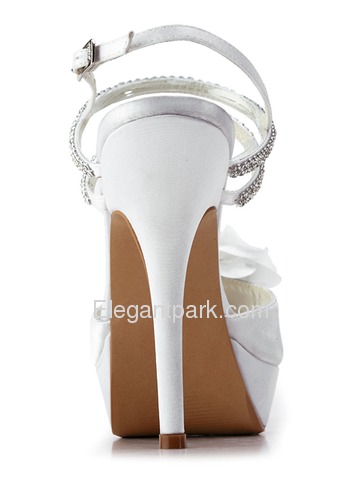 Elegantpark Open Toe Stiletto Heel Sandal Straps Beading Buckle Flower Satin Wedding & Party Shoes (EP11087-PF)
