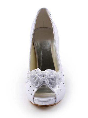 Elegantpark Satin Peep Toe Stiletto Heel/Pumps Inside Platform Rhinestones Evening&Party Shoes (EP11035-IP)