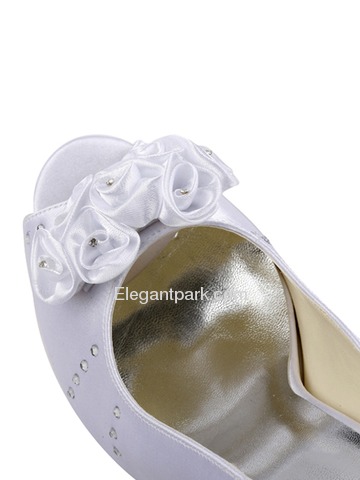 Elegantpark Satin Peep Toe Stiletto Heel/Pumps Inside Platform Rhinestones Evening&Party Shoes (EP11035-IP)