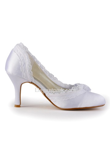 Elegantpark Satin Closed Toe Stiletto Heel/Pumps Bridal Shoes With Satin Flowers (EP11039)