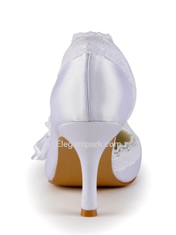 Elegantpark Satin Closed Toe Stiletto Heel/Pumps Bridal Shoes With Satin Flowers (EP11039)