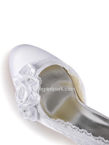 Elegantpark Satin Closed Toe Stiletto Heel/Pumps Bridal Shoes With Satin Flowers (EP11039)