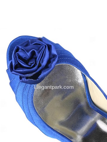 Elegantpark Satin Open Toe Stiletto Heel/Pumps Platform Evening&Party Shoes With Satin Flowers (EP11043-PF)
