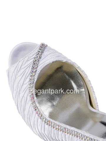 Elegantpark Satin Peep Toe Stiletto Heel/Pumps Inside Platform Ruched Rhinestones Bridal Shoes(More Colors) (EP11044-IP)