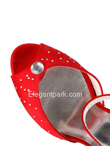 Elegantpark Satin Open Toe Stiletto Heel/Pumps Inside Platform Rhinestones Evening&Party Shoes (EP11037-IP)