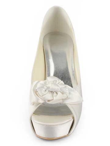 Elegantpark Peep Toe Stiletto Heel Flower Satin Bridal Shoes With Inside Platform (EP11091-IP)