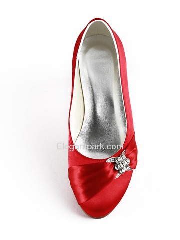 Elegantpark Red Almond Toe Flat Satin Bowknot Wedding Evening & Party Shoes (EP2006)
