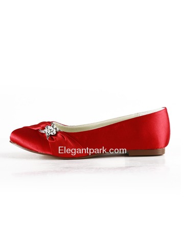 Elegantpark Red Almond Toe Flat Satin Bowknot Wedding Evening & Party Shoes (EP2006)