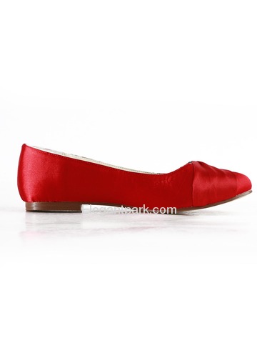 Elegantpark Red Almond Toe Flat Satin Bowknot Wedding Evening & Party Shoes (EP2006)