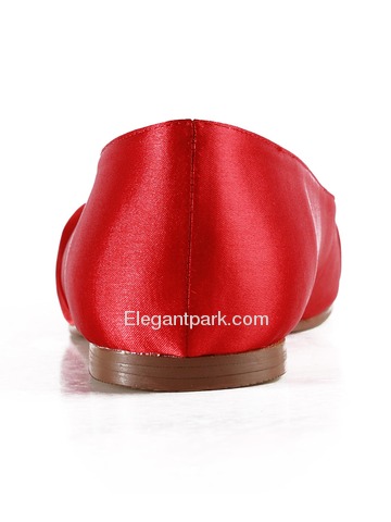 Elegantpark Red Almond Toe Flat Satin Bowknot Wedding Evening & Party Shoes (EP2006)