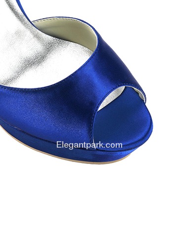 Elegantpark Blue Peep Toe Platform Flower Satin Wedding Evening Party Sandals (EP2031-PF)