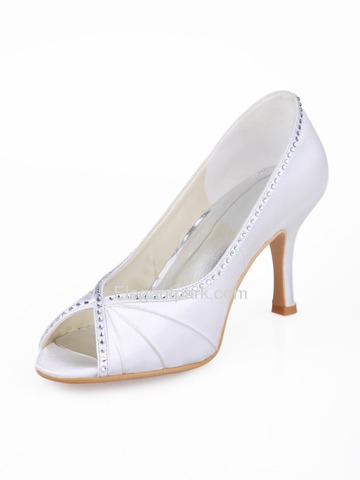 Elegantpark Silver PeepToe Satin Beading Stiletto Heel Bridal Shoes (EP11032)
