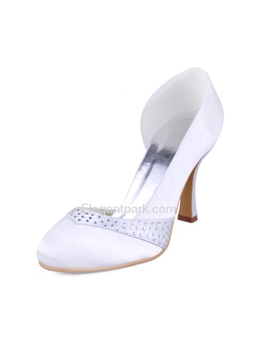 Elegantpark Ivory Round Toes Stiletto Heel Satin Bridal Shoes (EP11020)