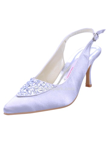 Elegantpark Pretty Satin Stiletto Heel Rhinestones Slingback Wedding/Evening Shoes (A2067)