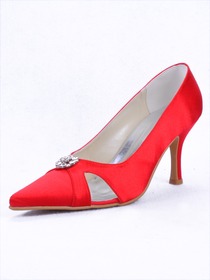 Elegantpark Slim Satin Pointy Toes Stiletto Heel Party Shoes