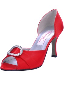 Elegantpark Red Elegant Satin Open Toe Stiletto Heel Evening Shoes