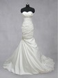 Flared Asymmetrical Strapless Sweetheart Charmeuse Chic & Modern Wedding Dress (Adorae)
