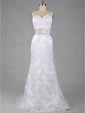 Elegant Fit and Flare Sweetheart Brush Train Lace Wedding Dress With Ribbon (8210)