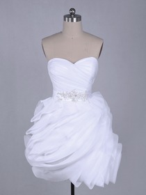 Ruffled Babydoll Cocktail Length Mini Organza Wedding Dress (TK2211)