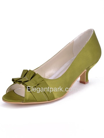 Elegantpark Peep Toe Satin Spool Heel Wedding Bridal Shoes (More Colors Available) (EL10006)