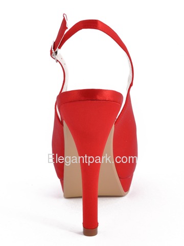 Elegantpark Red Satin Peep Toe Stiletto Heel Slingbacks With Buckle (EP11069-IPF)