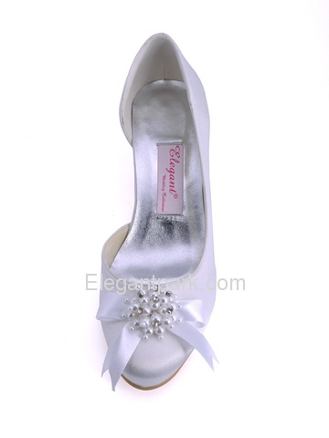 Elegantpark Burgundy Pretty Satin Pearls Round Toes Cone Heel Bridal Party Shoes (100114)