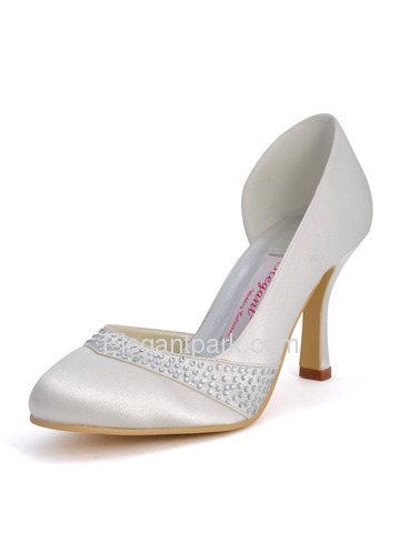 Elegantpark Ivory Round Toes Stiletto Heel Satin Bridal Shoes (EP11020)