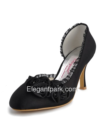 Elegantpark Satin Closed Toe Stiletto Heel/Pumps Bridal Shoes With Satin Flowers (EP11039)