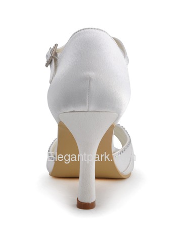 Elegantpark Ivory Open Toe Stiletto Heel Satin Shoes (EL-033)