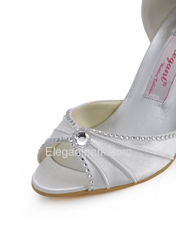 Elegantpark Ivory Open Toe Stiletto Heel Satin Shoes (EL-033)