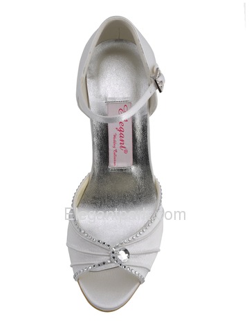 Elegantpark Ivory Open Toe Stiletto Heel Satin Shoes (EL-033)