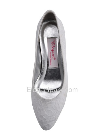Elegant Low Heel Satin Lace Bridal Shoes (AJ002)