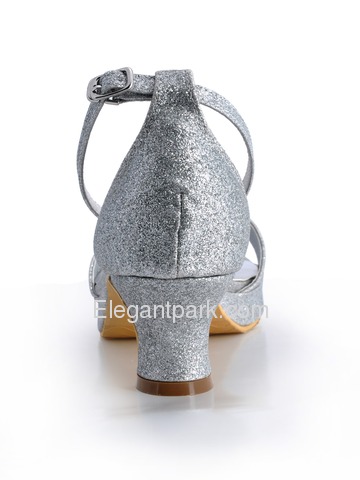 Elegantpark Silver Open Toe Chunky Heel Glitter PU Platform Evening Party Sandals (EP31011)