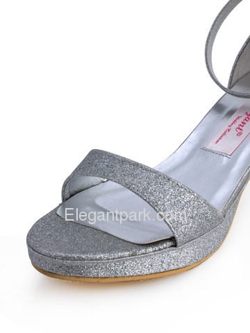 Elegantpark Silver Open Toe Chunky Heel Glitter PU Platform Evening Party Sandals (EP31011)