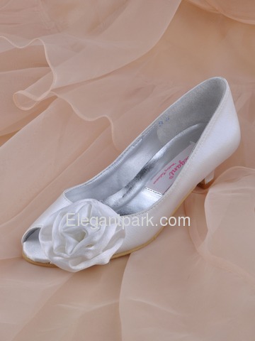 Elegantpark Red Peep Toe Satin Flower Wedding Bridal Shoes (More Colors Available) (EL10024)
