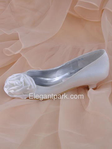 Elegantpark Red Peep Toe Satin Flower Wedding Bridal Shoes (More Colors Available) (EL10024)