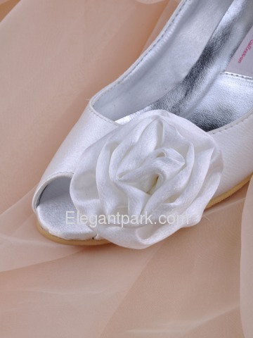 Elegantpark Red Peep Toe Satin Flower Wedding Bridal Shoes (More Colors Available) (EL10024)